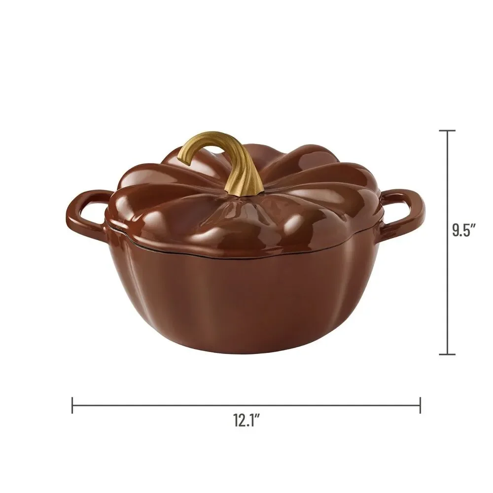 Pioneer Woman Pumpkin Enameled Cast Iron Dutch Oven Brown Fall Thanksgiving